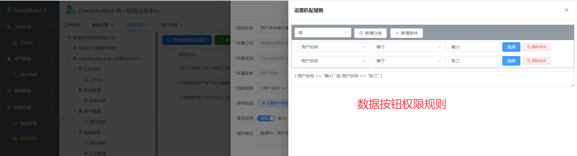 数据行权限规则